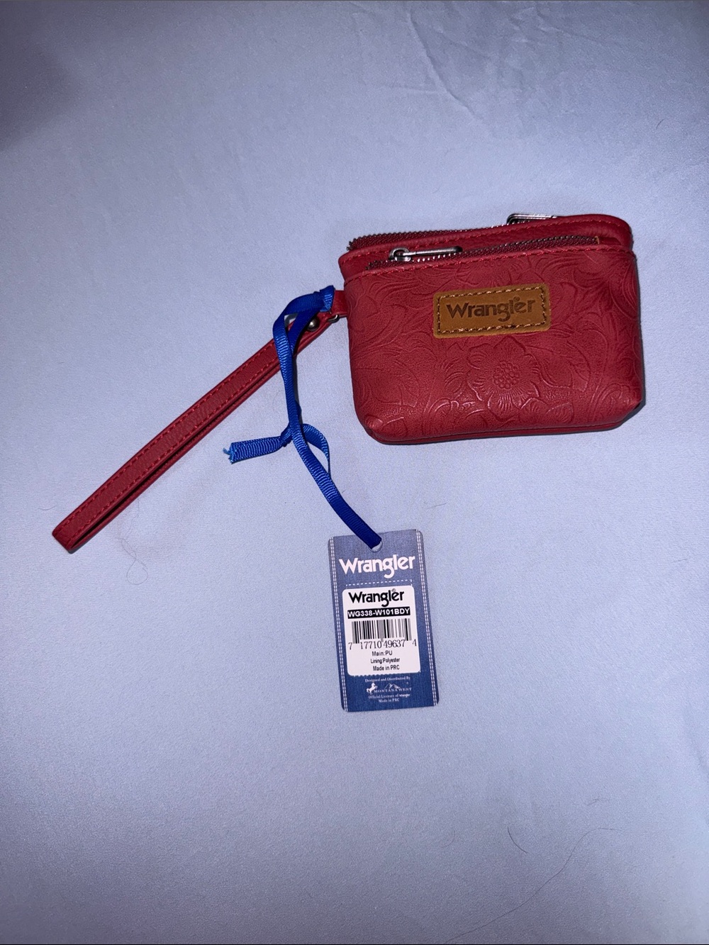 Wrangler Red Embossed Wristlet Coin Pouch with Strap